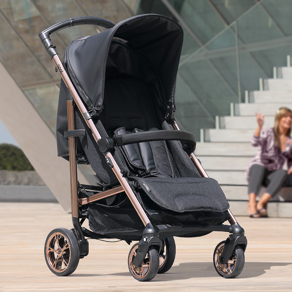 Silla paseo Bebecar Spot Compact A919 Fumé rosa-negro con plástico de lluvia