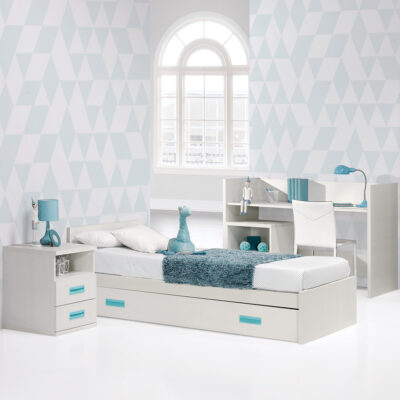 0009 Combi Deco [blanco Zen Aqua Marina] (cama Y Armario)